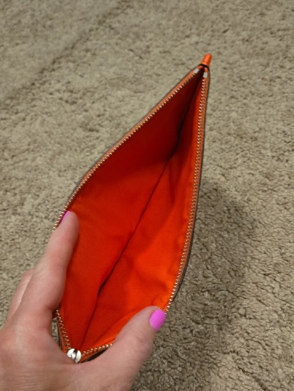 COACH Orange Leather Zip Pouch Clutch